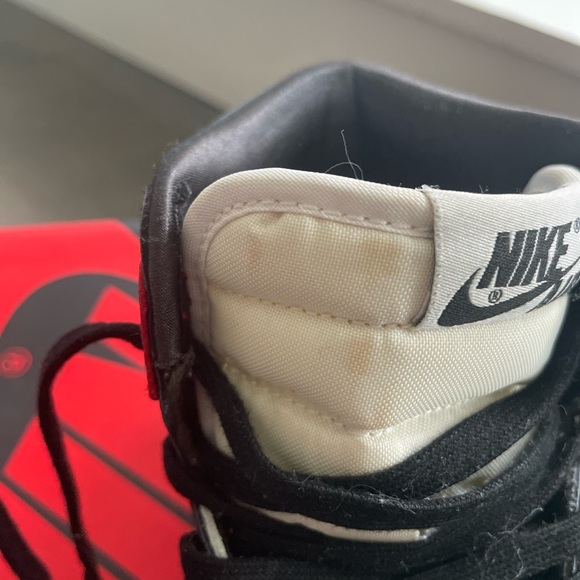 Satin Red and Black Air Jordan 1’s - Picture 3 of 5